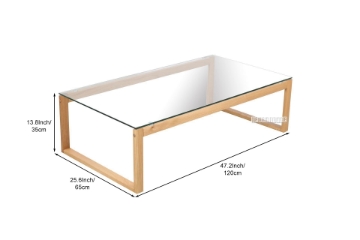 Picture of PARIS RECTANGULAR GLASS COFFEE TABLE *SOLID OAK LEGS