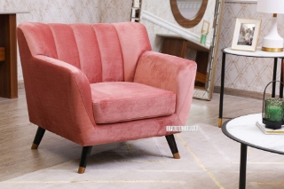 Picture of EVA 3+2+1 Velvet Sofa Range (Pink) - 1 Seater (Armchair)