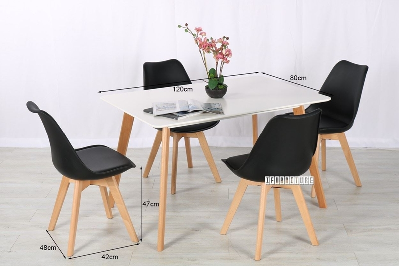 Picture of SKIVE  1.2m/1.6m 5PC Dining Set (Black)  - 1.6m 5PC Dining Set