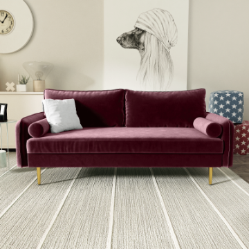 Picture of MARYJANET Velvet Sofa Range (Burgundy) - 3 Seaters (Sofa)