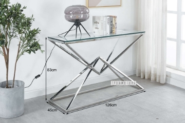 Picture of PYRAMID Clear Glass Top Console Table (Silver)
