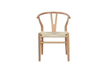 Picture of WISHBONE Solid Beech Wood Y Replica Chair (Natural Frame-Beige Seat) - 23"×21.5"×29"