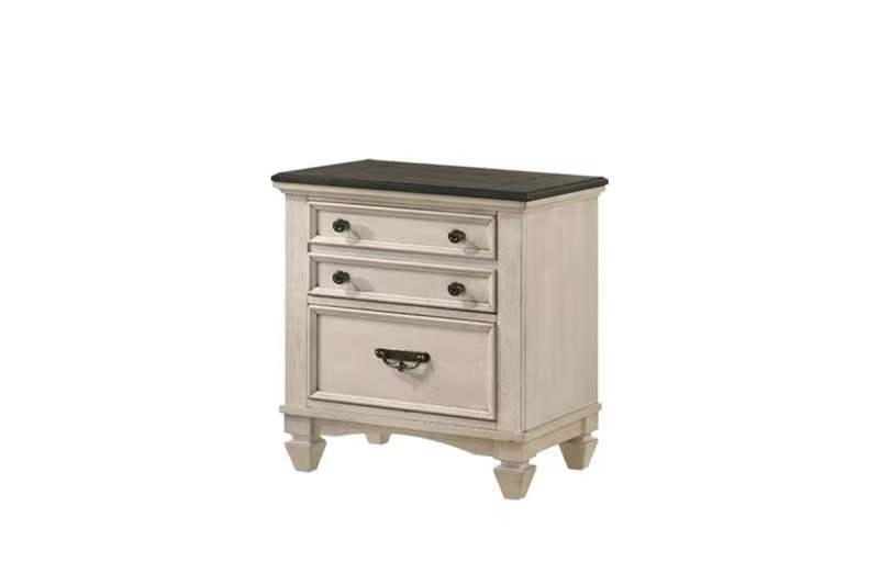 Picture of CHARLES 2-Drawer Antique Nightstand (White/Brown)