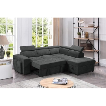 Picture of LUNA Sleeper/Sofa Bed Sectional Sofa with Storage Ottoman and 2 Stools (Dark Gray)