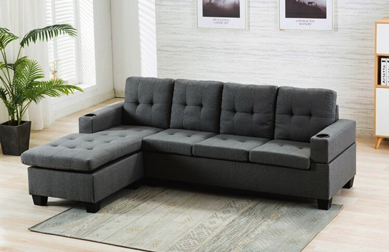 Picture of JAYBEE Sofa Reversible Sectional  - With Cup Holder - Dark Grey