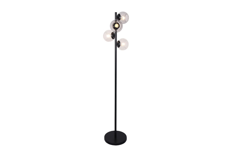 Picture of FLOOR LAMP 528 With Clear Round Glass Shades (Black)