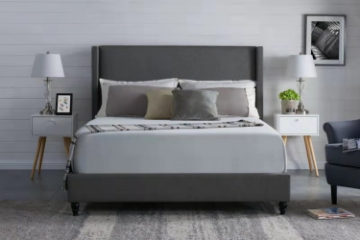 Picture of POOLE Upholstered Bed Frame in Double/Queen/King Size (Dark Grey)
