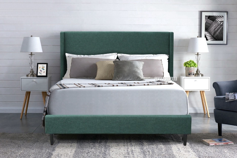 Picture of POOLE Velvet Bed Frame in Double/Queen/King Size (Green)