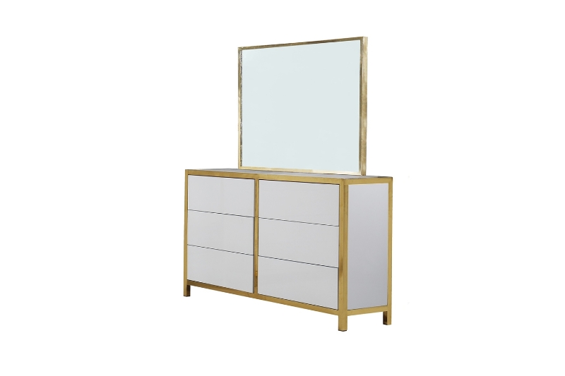 Picture of SKYVIEW 6-Drawer Steel Frame Dresser with Mirror (Gold)