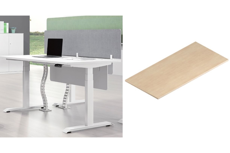 Picture of UP1 STRAIGHT 59.1"/63"/70.9" Long Desktop (White/Oak)