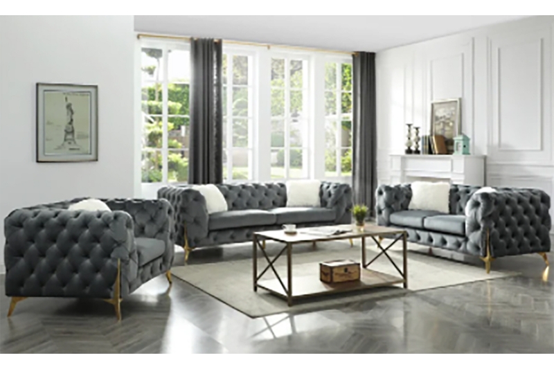 Picture of MANCHESTER 3+2+1 Button-Tufted Velvet Sofa Range (Gray Velvet)