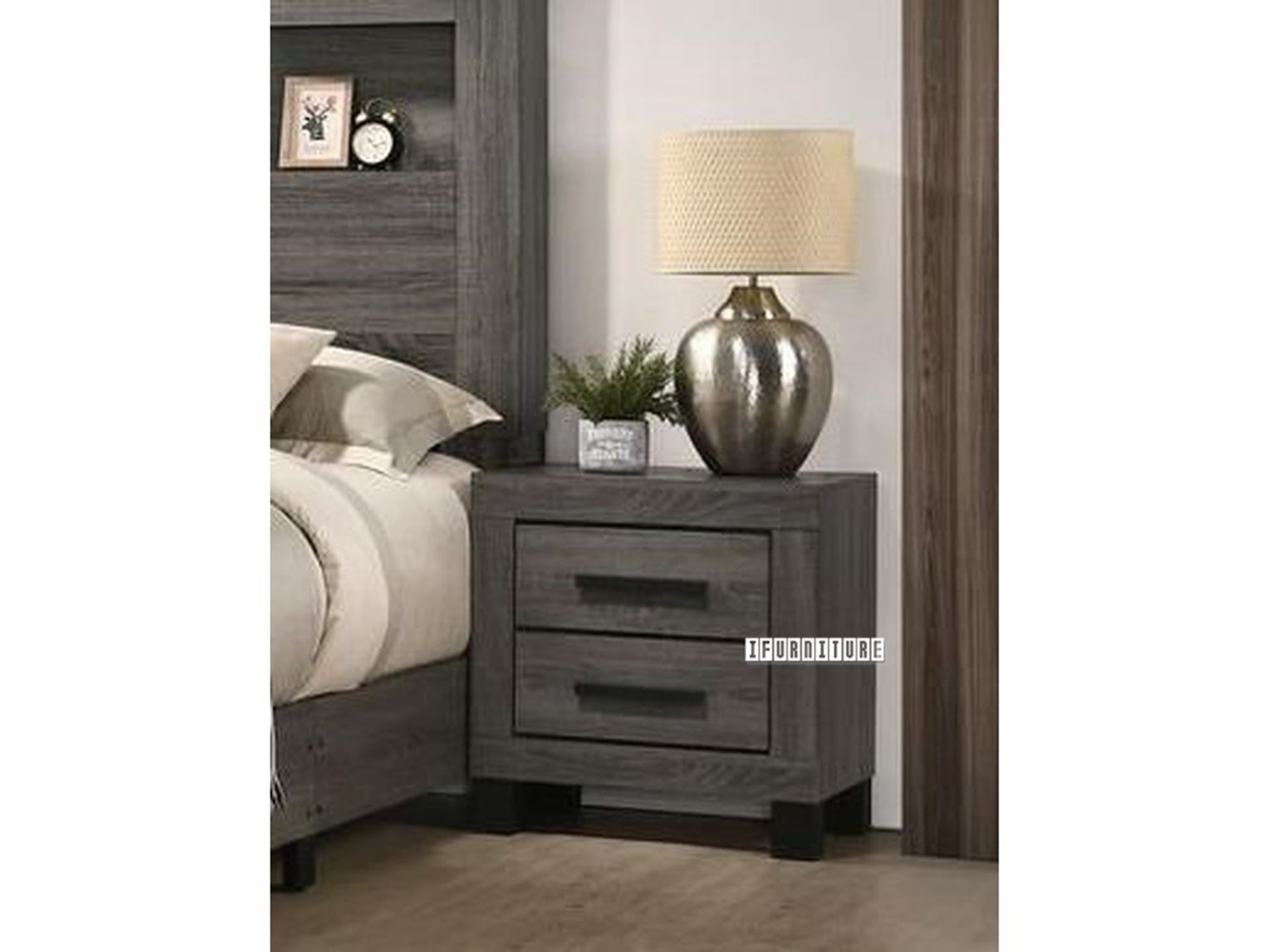 GLYNDON 2Drawer Bedside Table (Grey)iFurnitureThe largest furniture