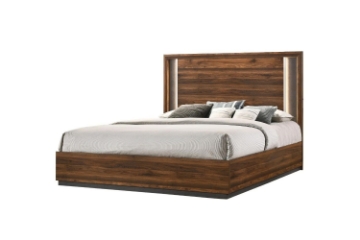 Picture of SANDRA Queen / King Size Bed Frame with LED Light Headboard  (Walnut Colour) - Queen