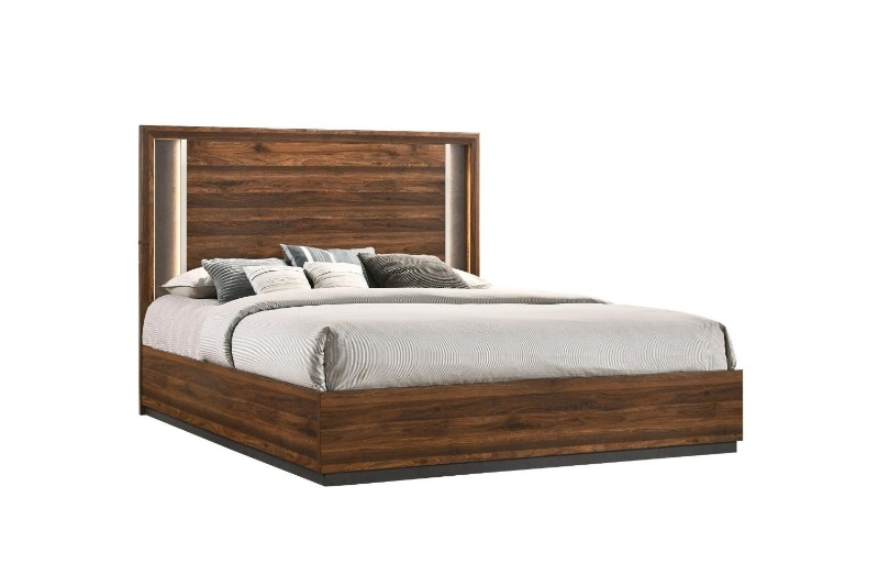 Picture of SANDRA Bed Frame with LED Headboard in Eastern King Size  (Walnut) 