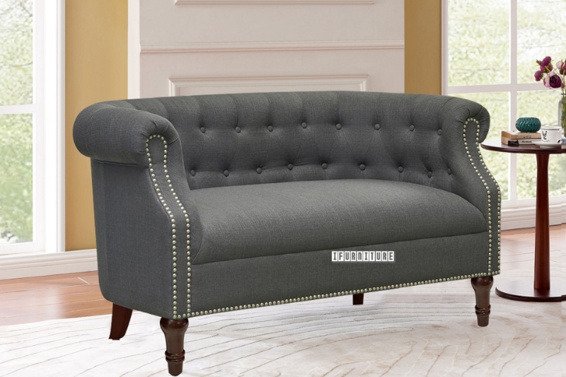 Picture of DELPHINE Fabric Love Seat Sofa (Grey)