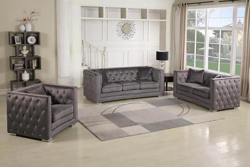 Picture of DELUCA  Embellished Tufted Love Seat (Gray)