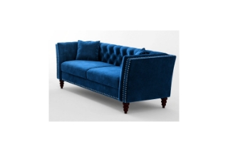 Picture of JERILYN Chesterfield Flared Arm Velvet Sofa Range (Blue) - 3 Seaters (Sofa)