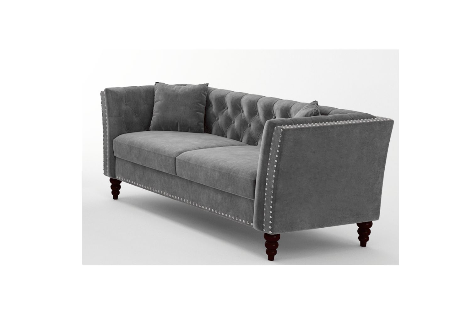 JERILYN Chesterfield Flared Arm Velvet Sofa Range (Gray)iFurnitureThe