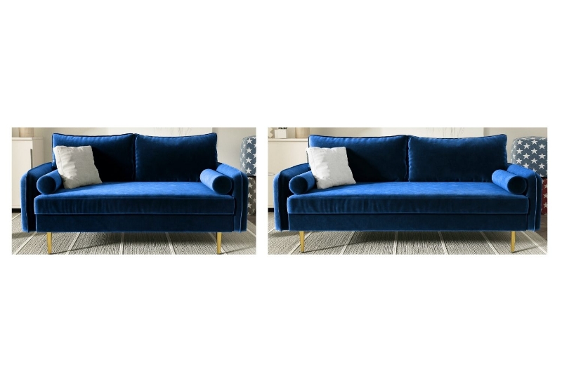 Picture of MARYJANET Velvet Sofa Range (Space Blue) - Loveseat + Sofa Set