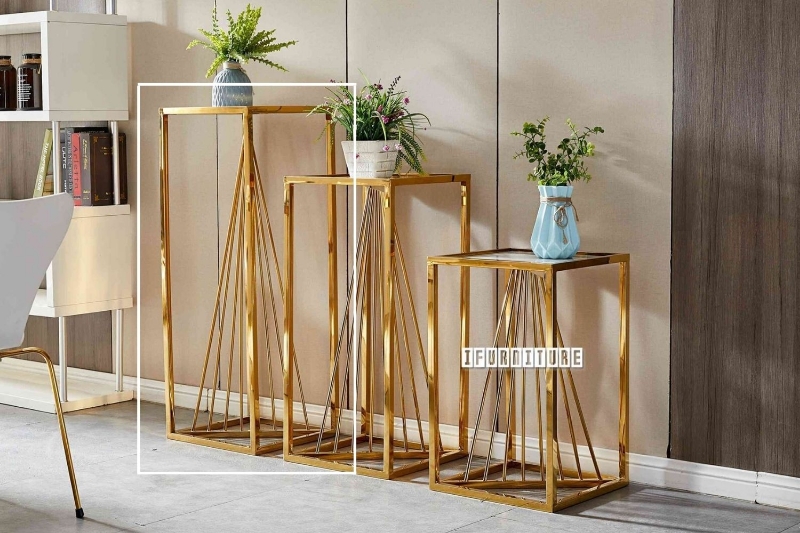 Picture of AUGUSTA Glass Top Gold Frame Side Table - Large