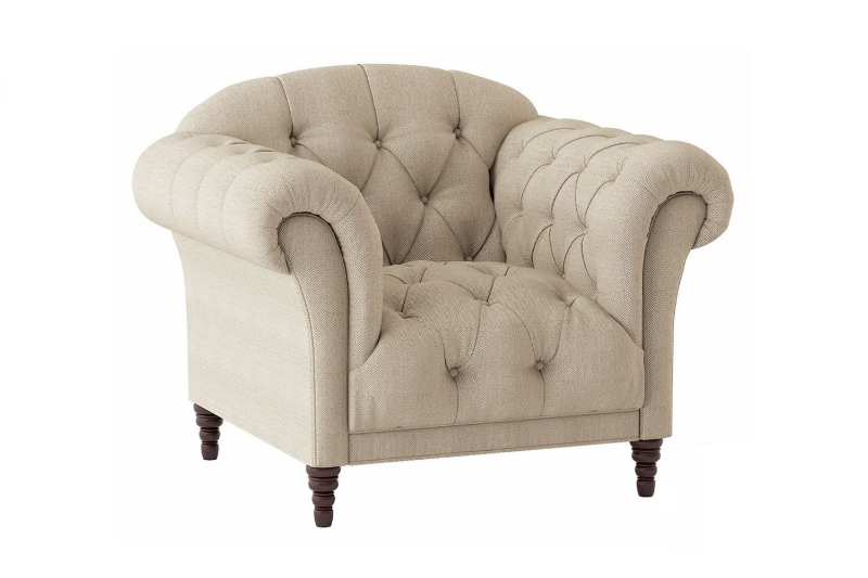 Picture of MARSALA 3+2+1 Chesterfield Tufted Fabric Sofa Range (Beige) - Armchair (1 Seater)