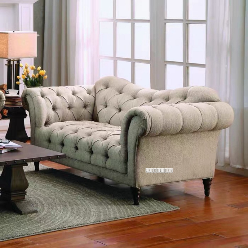 Picture of MARSALA 3+2+1 Chesterfield Tufted Fabric Sofa Range (Beige) - Loveseat (2 Seater)