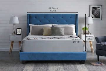 Picture of ELY Upholstered Bed Frame in Queen/King  Size in (Blue)