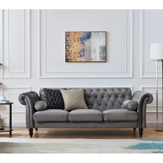Picture of KENDRA 3+2 Steel Frame Chesterfield Sofa Range (Gray Velvet) - 3+2 Set