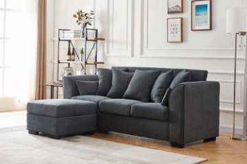 Picture of ARK  STEEL FRAME Three Seater Sofa With Ottoman in (Gray)