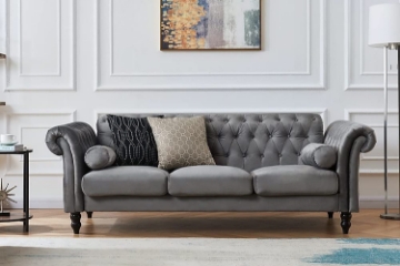 Picture of KENDRA 3+2 Steel Frame Chesterfield Sofa Range (Gray Velvet)