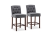 Picture of CALILA Tufted Farmhouse Style Bar Stools (Set of Two) (Gray)