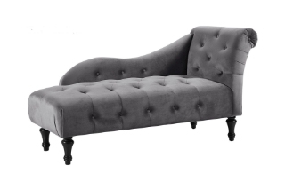 Picture of ZOE Velvet Flared Arm Chaise Lounge (Gray) - Head Facing Left