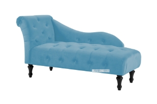 Picture of ZOE Velvet Flared Arm Chaise Lounge (Blue) - Head Facing Right