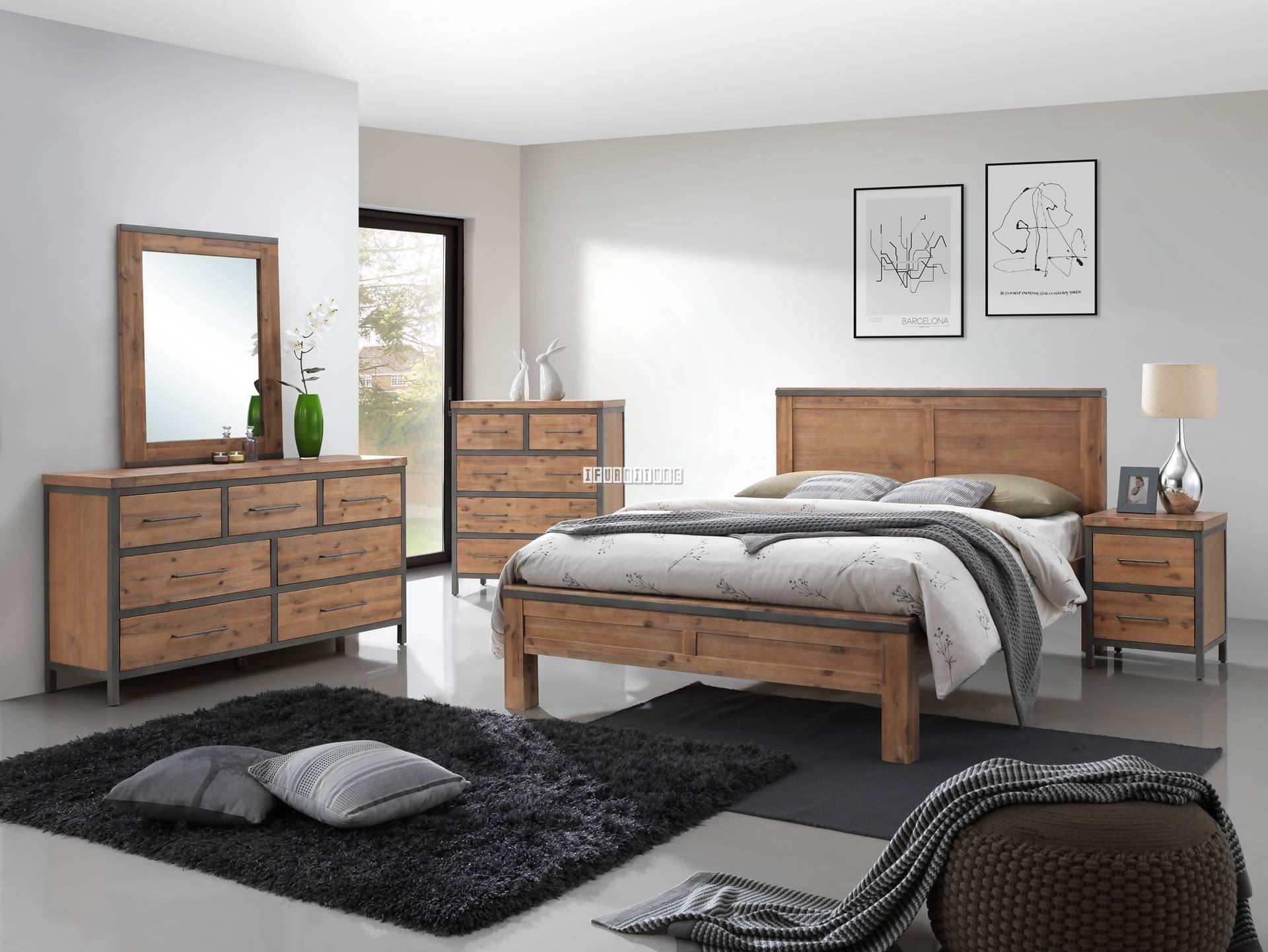 KANSAS Acacia Wood Bed Frame In Queen/King Size (Walnut)-iFurniture-The ...