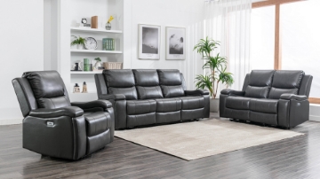 Picture of WORLDFORD Power Recliner with Cupholders/USB Set (Grey) - 3 Seater (Sofa)