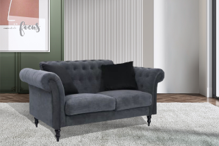 Picture of KENDRA 3+2 Steel Frame Chesterfield Sofa Range (Gray Fabric) - 2 Seaters (Loveseat)