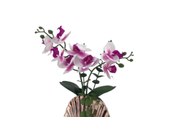 Picture of ARTIFICIAL PLANT Pink-White Orchid with Seashell Vase (H44cm)