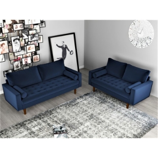Picture of WALLUX  STEEL FRAME SOFA RANGE--SOFA + LOVE SEAT (NAVY BLUE)
