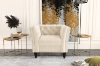 Picture of JERILYN CHESTERFIELD FLARED ARM VELVET CHAIR (BEIGE)
