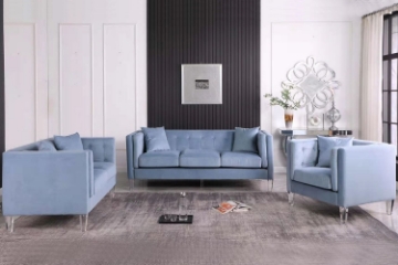 Picture of CLARISA Chesterfield Loveseat (Light Blue)
