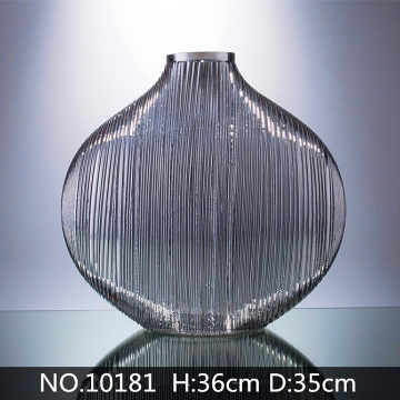 Picture of Medium Grey Glass Ribbed Vase--#10181