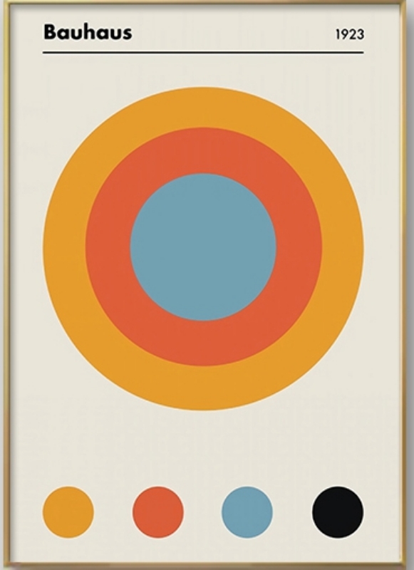 Picture of BAUHAUS CIRCLE POSTER Canvas Print Wall Art 80x60 wood color frame 