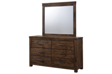 Picture of VENTURA 6-Drawer Solid Wood Dresser with Mirror (Oak Brown)