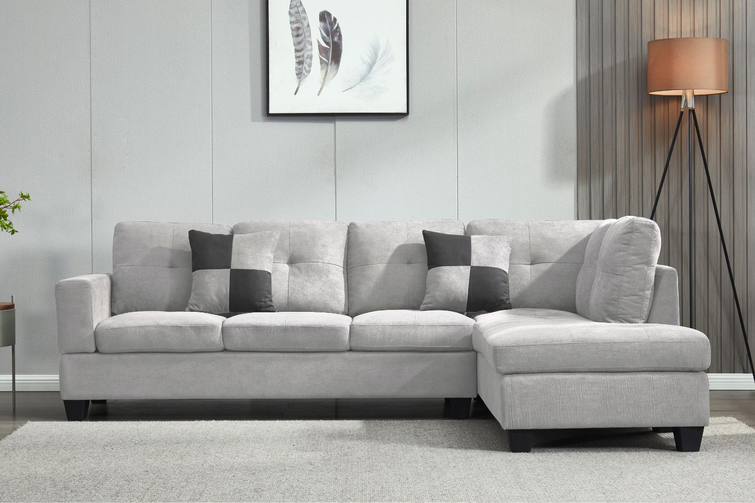 NEBULA Sectional Sofa with Storage Ottoman & DropDown Console (Light