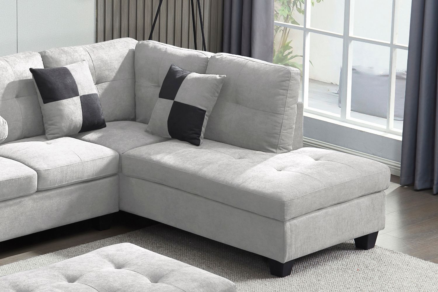 NEBULA Sectional Sofa with Storage Ottoman & DropDown Console (Light