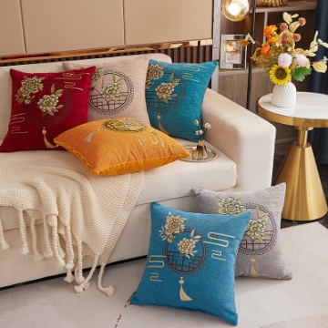 Picture of Oriental Style Chenille jacquard Pillow Cushion with Inner Assorted 45x45cm
