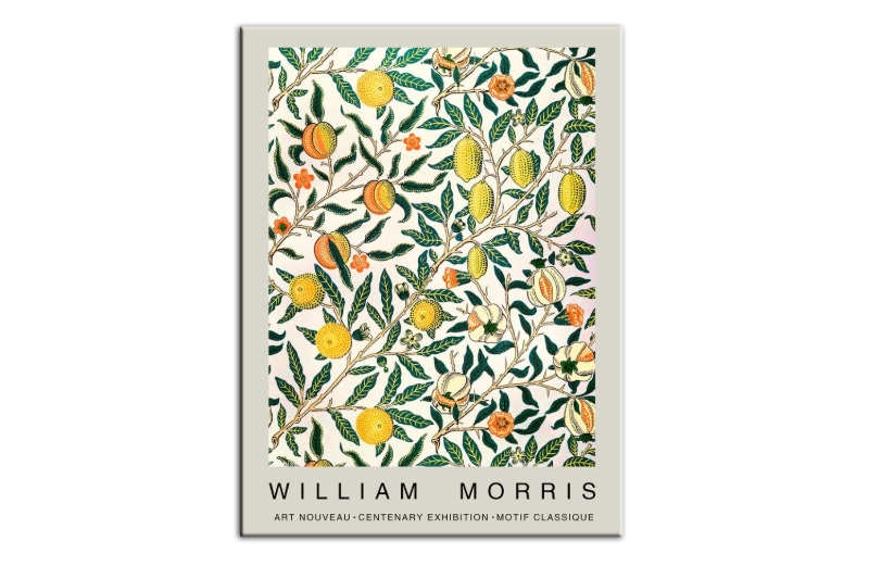 Picture of VINTAGE FLORAL PLANTS IN GREEN LEAVES BY WILLIAM MORRIS - Frameless Canvas Print Wall Art (59"x39.5")
