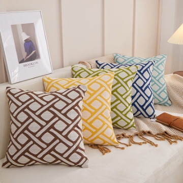 Picture of Geometric jacquard fabric Pillow Cushion with Inner Assorted 45X45cm