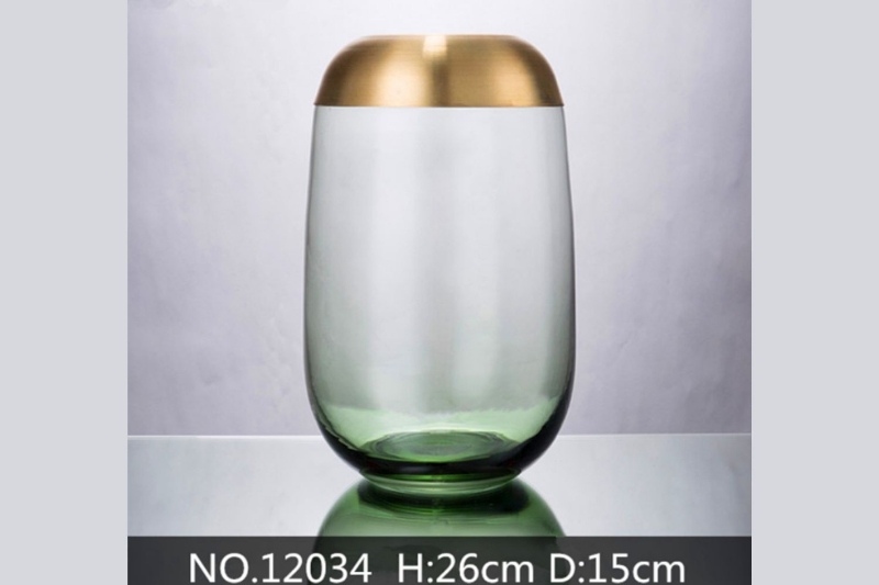 Picture of Green and Gold Cylinder Vase--#12034
