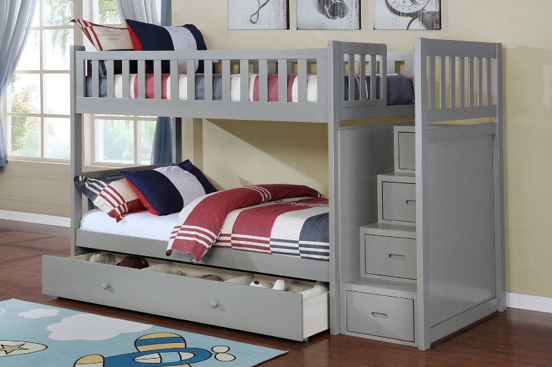 Picture of JENAFIR Twin Over Twin Bunk Bed(Grey)